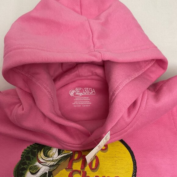 Bass Pro Shops Kids Pink Hoodie With Logo Graphic Front Pocket 3T - Picture 4 of 7